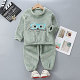 Kid Baby Boy Girl Autumn Winter Plush Thick Winter Flannel Pajamas