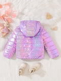 Kid Girl Vibrant Snow Shiny Hooded Padded Lightweight Coat