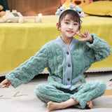 Kid Girl Autumn Winter Coral Velvet Flannel Thickened Pajamas