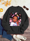 Kid Girl Vibrant Cartoon Fitted Long Sleeve Crew Neck Shirts