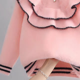 Kid Baby Girl Cozy Mink Plush Soft Ruffle Trim Sweaters