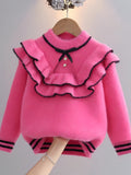 Kid Baby Girl Cozy Mink Plush Soft Ruffle Trim Sweaters