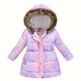 Kids Girls Floral Hooded Warm Snow Thermal Padded Outerwear Coats