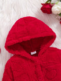 Baby Girl Cozy Heart Plush Jacket Warm Thick Button-Up Outerwear Coats