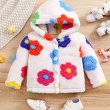 Baby Boy Girl Cozy Fleece-Lined Hooded Cute Floral Winter Coats Jacket