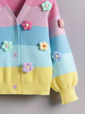 Kid Baby Cozy Floral V-Neck Knit Cardigan Casual Sweaters