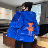 Kid Boy Down Cotton Jacket Bright Leather Winter Thick Coat