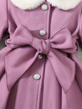 Kid Baby Girl Winter Fleece Coat Solid Bow Coats