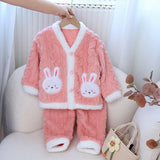 Kid Baby Girl Flannel  Autumn Winter Thickened Pajamas