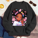 Kid Girl Vibrant Cartoon Fitted Long Sleeve Crew Neck Shirts