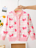 Kid Baby Girl Winter Floral Cardigan Cozy Crew Neck Knit Sweater