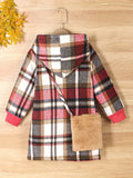 Kid Girl Cozy Fleece  Soft Thick Warm Winter Plaid Hooded Coat