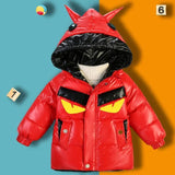 Kid Boys Plush Thick Glossy Cotton Jacket Windproof Winter Coats