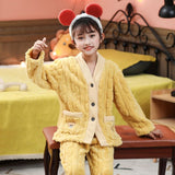 Kid Girl Autumn Winter Coral Velvet Flannel Thickened Pajamas