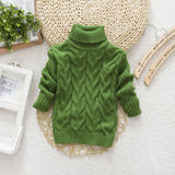 1-6T Kid Baby Boy Girl Autumn Solid Turtleneck Knitted Sweaters Tops