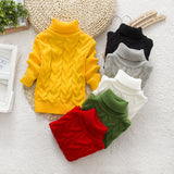 1-6T Kid Baby Boy Girl Autumn Solid Turtleneck Knitted Sweaters Tops