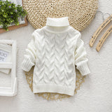 1-6T Kid Baby Boy Girl Autumn Solid Turtleneck Knitted Sweaters Tops