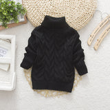1-6T Kid Baby Boy Girl Autumn Solid Turtleneck Knitted Sweaters Tops