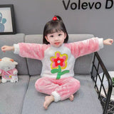 Kid Baby Girl Plush Thickened Autumn Winter Pajamas