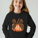 Kid Girl Cozy Cute Pumpkin Print Soft Polyester Round Neck Shirts