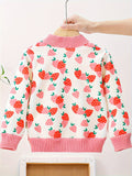 Kid Baby Girl Winter Floral Cardigan Cozy Crew Neck Knit Sweater