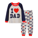 Kid Baby Boy Cartoon Long Sleeves I Love Daddy Homewear Pajamas