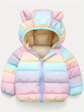 Kid Baby Girls Rainbow Hooded Toddler Warm Cute Coats