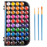 48 Colors Washable Non-toxic Watercolor Paint Set with 3 Brushes and Palette