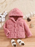 Kid Baby Girl Heart Pattern Fleece Hooded Jacket Warm Thickened Coat