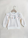 Kid Baby Girls Ruffled Strawberry Embroidery Crew Neck Sweatshirt