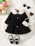 Kid Baby Girl Winter Fleece Coat Solid Bow Coats