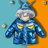 Kid Boys Plush Thick Glossy Cotton Jacket Windproof Winter Coats