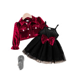Baby Girl Black Mesh Bow Strapless 2 Pcs Set