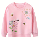 Kid Baby Girl Cozy Cotton Sweatshirt Cute Embroidery Long Sleeve Shirts