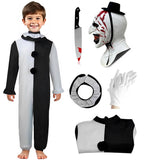4-12Y Kids Clown Scary Killer Horror Terrified Halloween Cosplay Costume