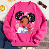 Kid Girl Vibrant Cartoon Fitted Long Sleeve Crew Neck Shirts