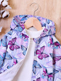 Kid Baby Girl Butterfly Print Hooded Zipper Coat Jacket