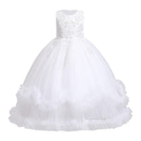 5-14Y Kid Flower Girls Princess Floral Boho Lace Embroidered Star Pageant Dresses for Kids Baby Party Wedding Puffy Communion Maxi Gown