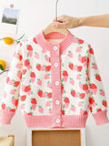 Kid Baby Girl Winter Floral Cardigan Cozy Crew Neck Knit Sweater