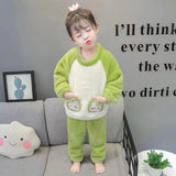 Kid Baby Girl Plush Thickened Autumn Winter Pajamas