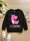 Kid Baby Girl Cute Sassy Dinosaur Graphic Print Sweatshirt