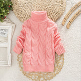 1-6T Kid Baby Boy Girl Autumn Solid Turtleneck Knitted Sweaters Tops