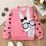 Kid Baby Toddler Girls Rabbit Polka Dot Print Long Sleeve Sweatshirt