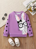 Kid Baby Toddler Girls Rabbit Polka Dot Print Long Sleeve Sweatshirt