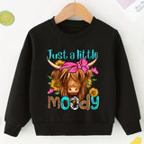 Kid Baby Girls Cow Sunflower Graphic Comfort Long Sleeve Sweatshirt