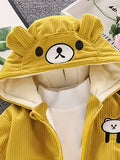 Kid Baby Girl Cute Bear Corduroy Hooded Jacket Warm Coats