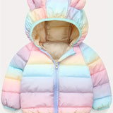 Kid Baby Girls Rainbow Hooded Toddler Warm Cute Coats