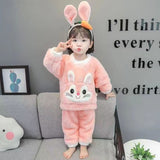 Kid Baby Girl Plush Thickened Autumn Winter Pajamas