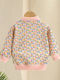 Kid Baby Girl Cozy Ditsy Hearts Knitted Crew Neck Sweaters