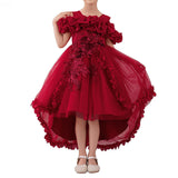 Girl's Princess Dress, Birthday Party, Pageant Gown - Ruffle Tulle Satin Princess Dresses with Kids Train